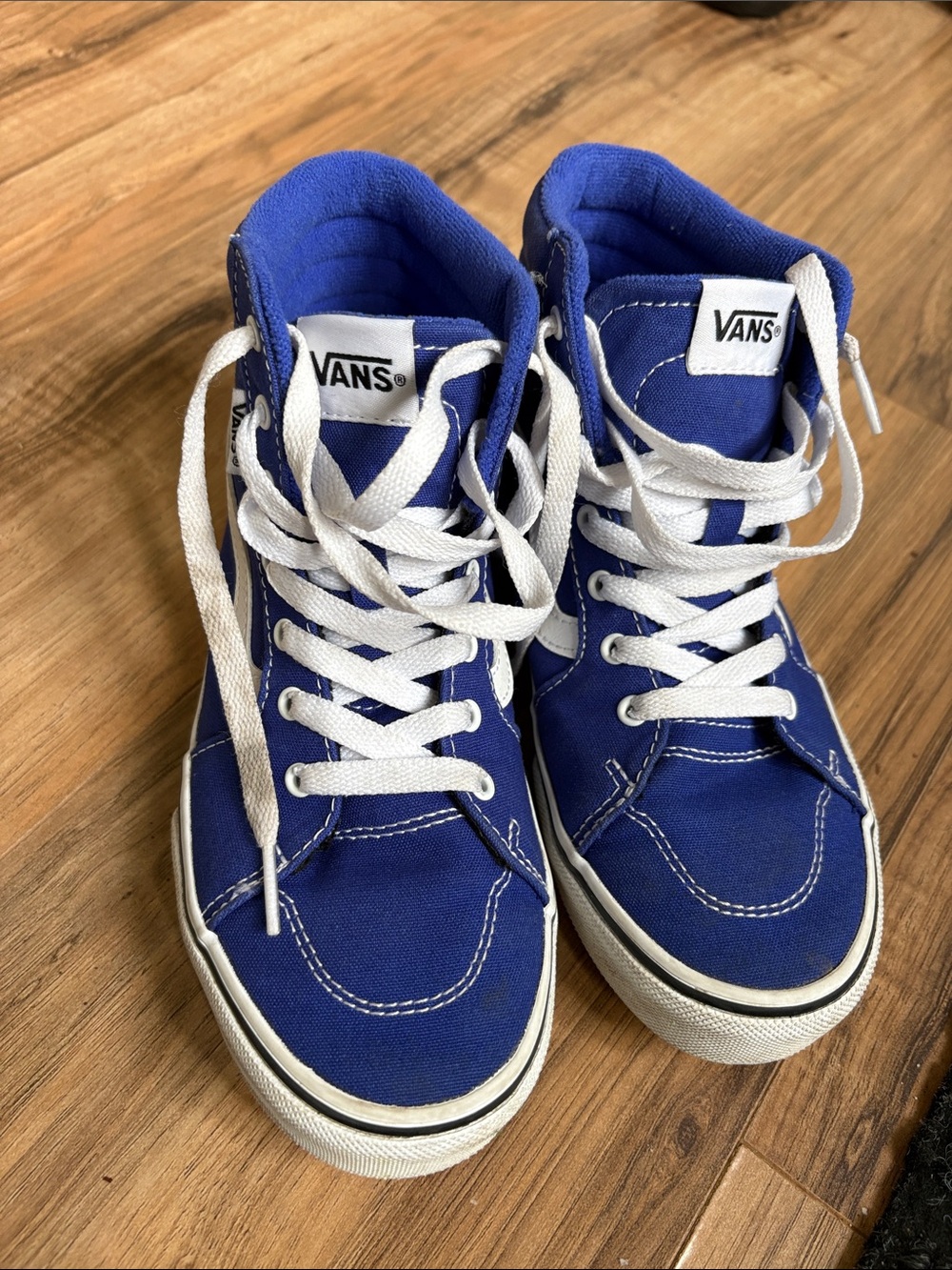 Vans Kids High-Top Sneakers in Blue with White Accents